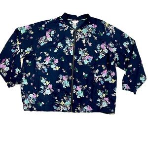 CB Banks Light weight Plus Size Floral Blue ZipUp Cardigan Jacket
